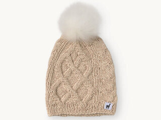Pom Hat - Hand knit Alpaca - Champagne Product Image